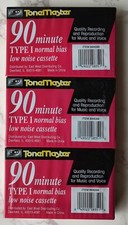 ToneMaster Type 1 Normal Bias 90min Cassette Tapes New Sealed, Lot of 3. B2