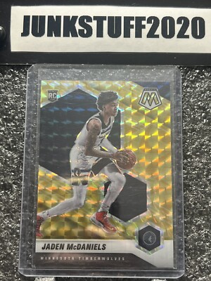 2020-21 Mosaic Jaden McDaniels RC Rookie Card Reactive Yellow