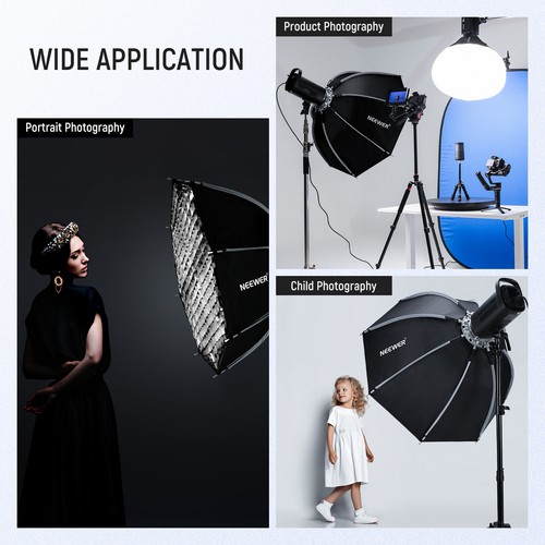 NEEWER 35'' Octagonal Softbox, QR Bowens Mount Softbox with Honeycomb Grid,NS35P - Picture 7 of 8