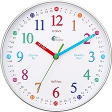 Learning Clock for Kids, Silent Non Ticking, Telling Time Teaching Clock, Kids R