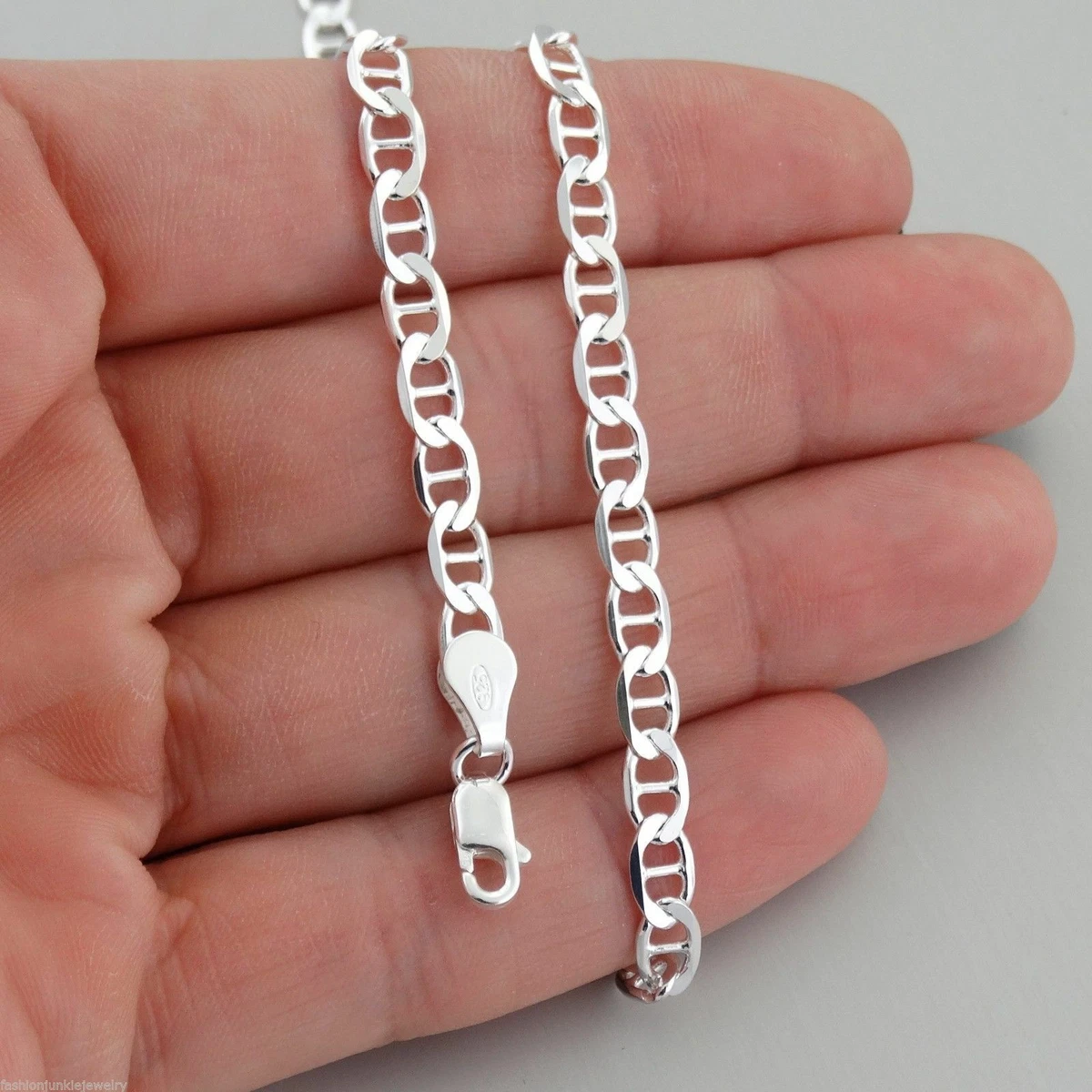 4.2mm Flat Marina Chain Necklace 925 Sterling Silver Mariner 16