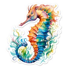 Rainbow Seahorse, Vinyl Decal Sticker, Indoor Outdoor, 3 Sizes, 11719