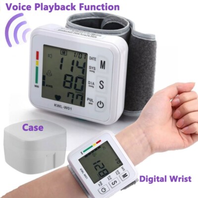 Digital Wrist Blood Pressure Monitor BP Cuff Machine Automatic Pulse Meter Gauge