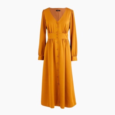 J. Crew Warm Caramel Petite Button-front A-line Midi Dress Size 0 | eBay
