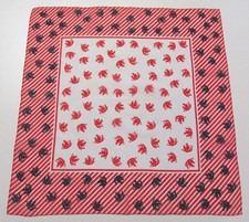 VINTAGE 1960s 70s SILK / POLY SILK BLEND SCARF SAILING SHIPS BLUE RED WHITE