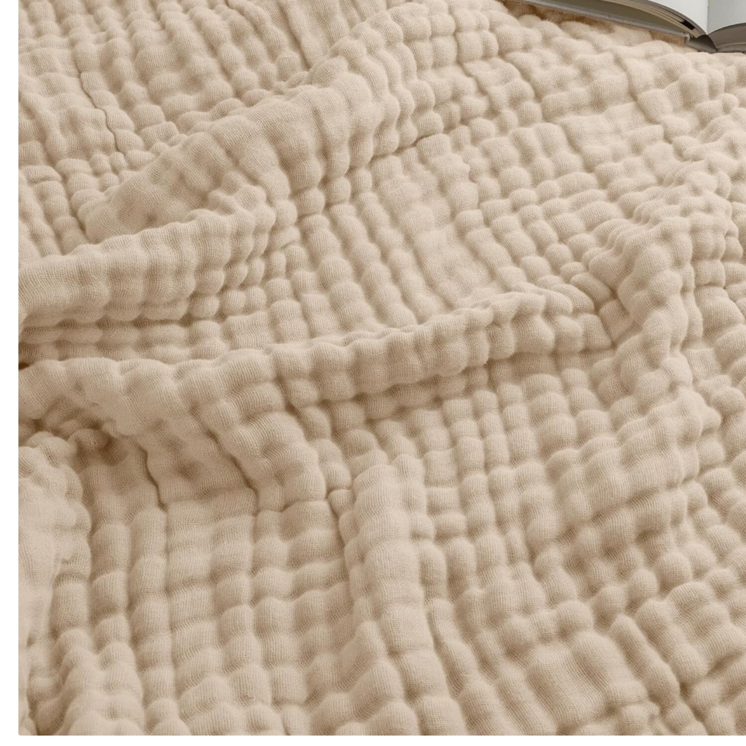 Elegant Sand King Muslin Blanket - Breathable Soft Comfort for Home