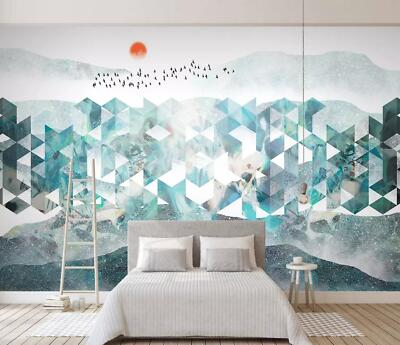 3D Blue Graphic Mountains 48889NA Wallpaper Wall Murals Removable Wallpaper Fay