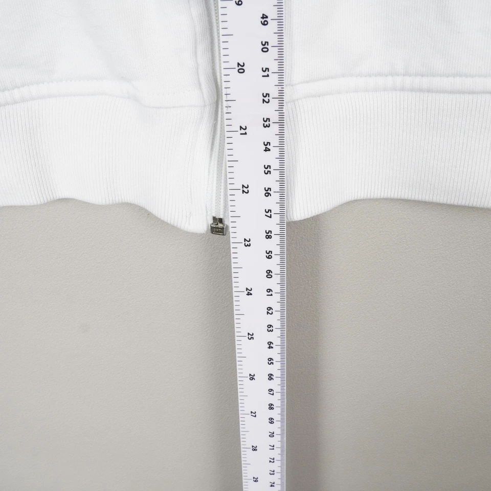 Adidas Jacket Mens Medium White Cotton Track Top Full Zip Performance Essentials - Image 3 of 4