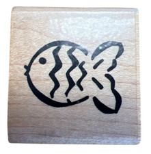 JRL Design Swimming Fish Ocean Creatjre Goldfish Cracker Wooden Rubber Stamp
