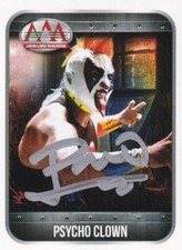 Tarjeta de novato autografiada por Psycho Clown 2016 Panini Lucha Libre AAA #39 RC