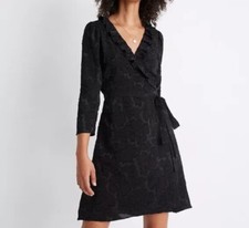 Madewell Ruffled Wrap Dress in Floral Jacquard Size Small Holiday