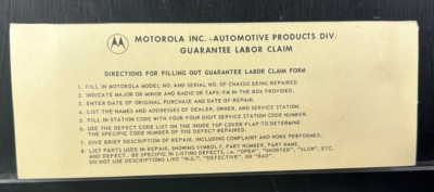 Vintage Rare Motorola Automotive Labor Claim Check Carbon Paper Book | eBay