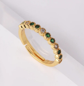 Authentic Green stones Rings for Women Adjustable Gold Plated