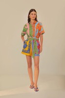 colourful panels summer lace print romper playsuit UK 12