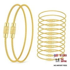 12 PCS Stainless Steel Wire Keychain Cable 6 Inch, Silver Cable Key Ring Gold