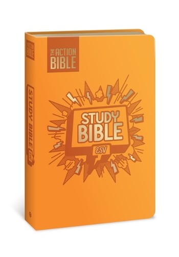 The Action Bible Study Bible ESV, Leathersoft, Orange, Full C... -