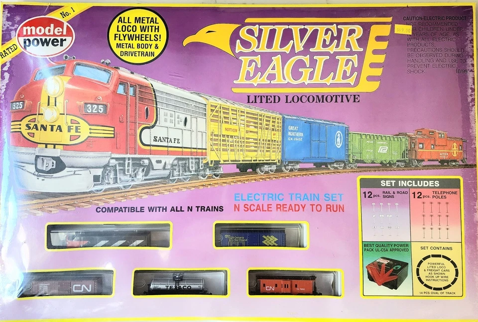 Model Power Silver Eagle Canadian National CN train Set #1150 N Scale DC