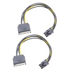SATA 15 PIN to ATX 6PIN Adapter GPU Power Cable 8.7in/22.0cm Pack of 2 