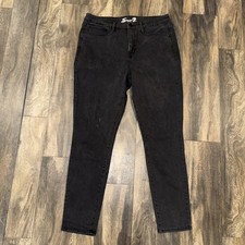 Seven7 Skinny Black Mid-Rise Dark Wash Denim Jeans Women's Size 12