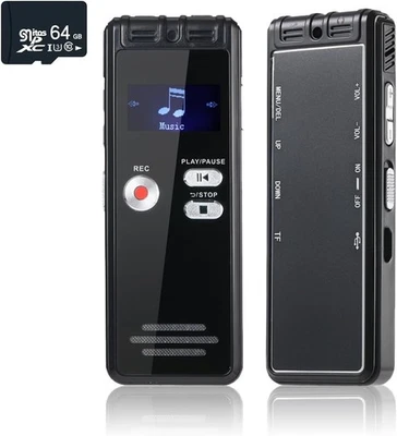 RIGWIG 64GB Digital Voice Activated Recorder | 3072Kbps HD Audio 20H Continuous Record
