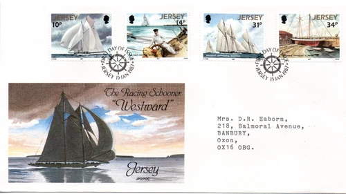 1987 JERSEY - THE RACING SCHOONER WESTWARD FDC FROM COLLECTION N48
