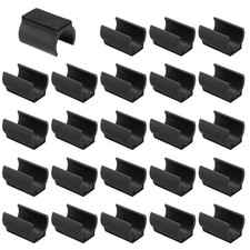 24pcs U Chair Leg Caps 25mm U Shaped Chair Leg Floor Protector Rectangle Black