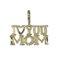 14K Yellow Gold I LOVE YOU MOM Pendant