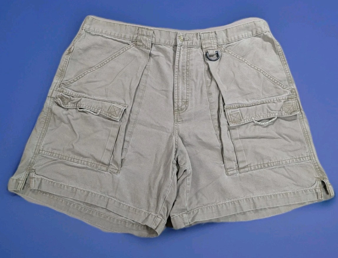Vintage Columbia PFG Shorts Mens XL Tan Cargo Fishing 7.5 Inseam