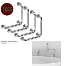 4 Pieces Angled Grab Bar 12”x12” Inches Brushed Nickel L-Shaped Shower Grab……