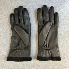 Charter Club Black Genuine Leather Gloves Faux Fur Lined Career Capsule Size XL