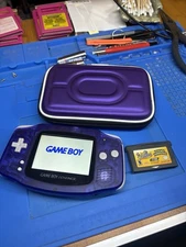 Purple Translucent Gameboy Advance Backlit IPS Screen GBA Nintendo V2 Carry Case