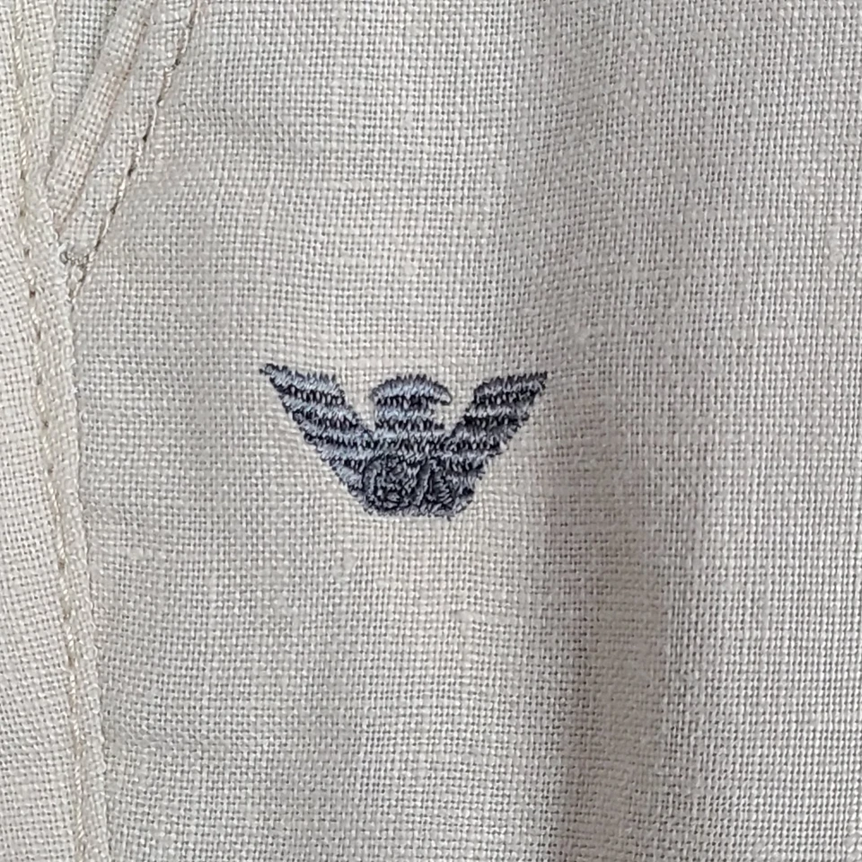 Pantalones de cáñamo transpirables para hombre Giorgio Armani hechos en Italia beige talla 36 Foto 4 de 4