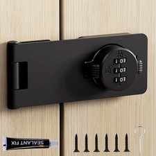 3 Digit Closet Door Lock Code Keyless Cabinet Combination Double Hasp Black 1PCS