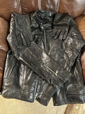 Diamond Plate Buffalo Leather Biker Jacket, Medium, with Matching Gloves