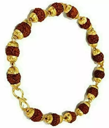 Bracelet Rudraksha Rudraksh avec capuchon plaqué or pour une vie sans... - Picture 2 of 3