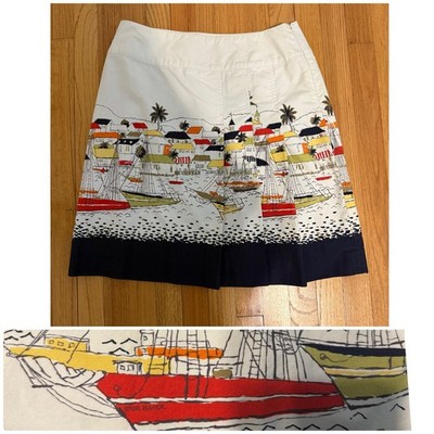 Eddie Bauer Nautical Ship Print Skirt Size 14