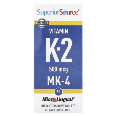 Vitamin K-2, 500 mcg, 60 MicroLingual Instant Dissolve Tablets