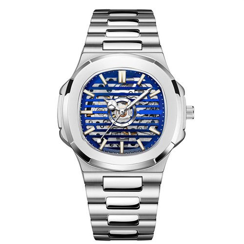 Herrenuhr Skelett Mechanisch Leuchtend Eckig Wasserdicht Sportuhr - Bild 7 von 13
