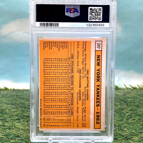 1963 TOPPS #247 YANKEES TEAM PSA 3 Mantle, Maris, Y. Berra, W. Ford FRESH GRADE - Picture 2 of 2
