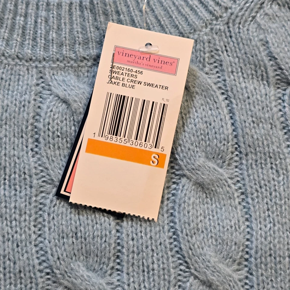 Vineyard Vines 毛衣女式小号蓝色羊毛电缆针织学院风胶囊 — 第 4/4 张图片