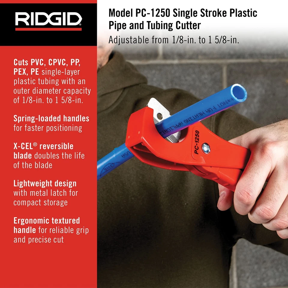 RIDGID 23488 Model PC-1250 Single Stroke Plastic Pipe and Tubing Cutter, - Image 2 of 4