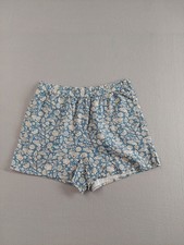 Universal Thread Women Short M Blue Floral Elastic Waist Mid Rise Pull On Casual