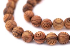 Carved Olive Wood Beads from Bethlehem 10mm Middle East Brown Round Large Hole