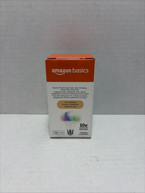 Amazon Basics 60W Smart A19 LED Color Changing Light Bulb