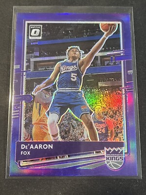 De'Aaron Fox 2020-21 Optic Basketball Purple Shock Prizm Holo Card #23