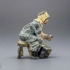 Vintage England Britains Johillco 1.5” Lead Toy Woman Milking (ROUGH PAINT)