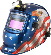 Welding Helmet Auto Darkening with LED Light Solar Powered Welder Hood with Adju