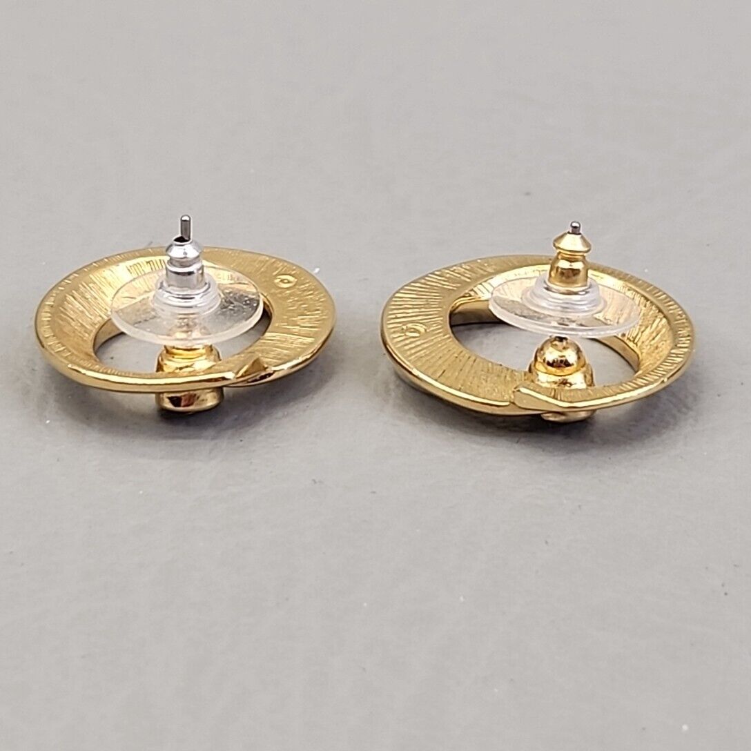Avon Pierced Earrings Vtg Hoop Clear Round Rhines… - image 15