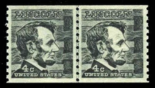 US #1303 4¢ Lincoln line pair LP, "VF-XF 85" OG NH MNH, PSE graded (2016)