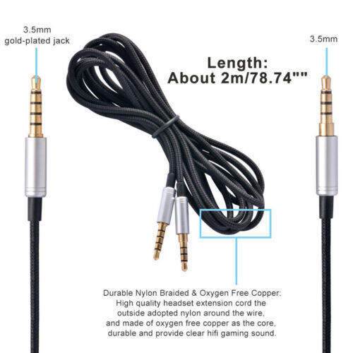 2M Gaming Headset Audio Cable Aux Lead Volume Control for Astro A10 A40 A30 A50 - Picture 6 of 7